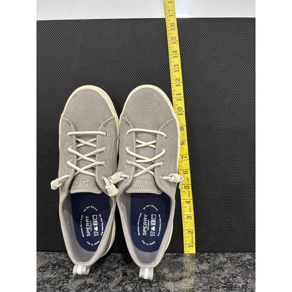 Sperry Mens Grey Canvas Casual Boat Shoes White Sole & Striped Pull 11 - Picture 8 of 8